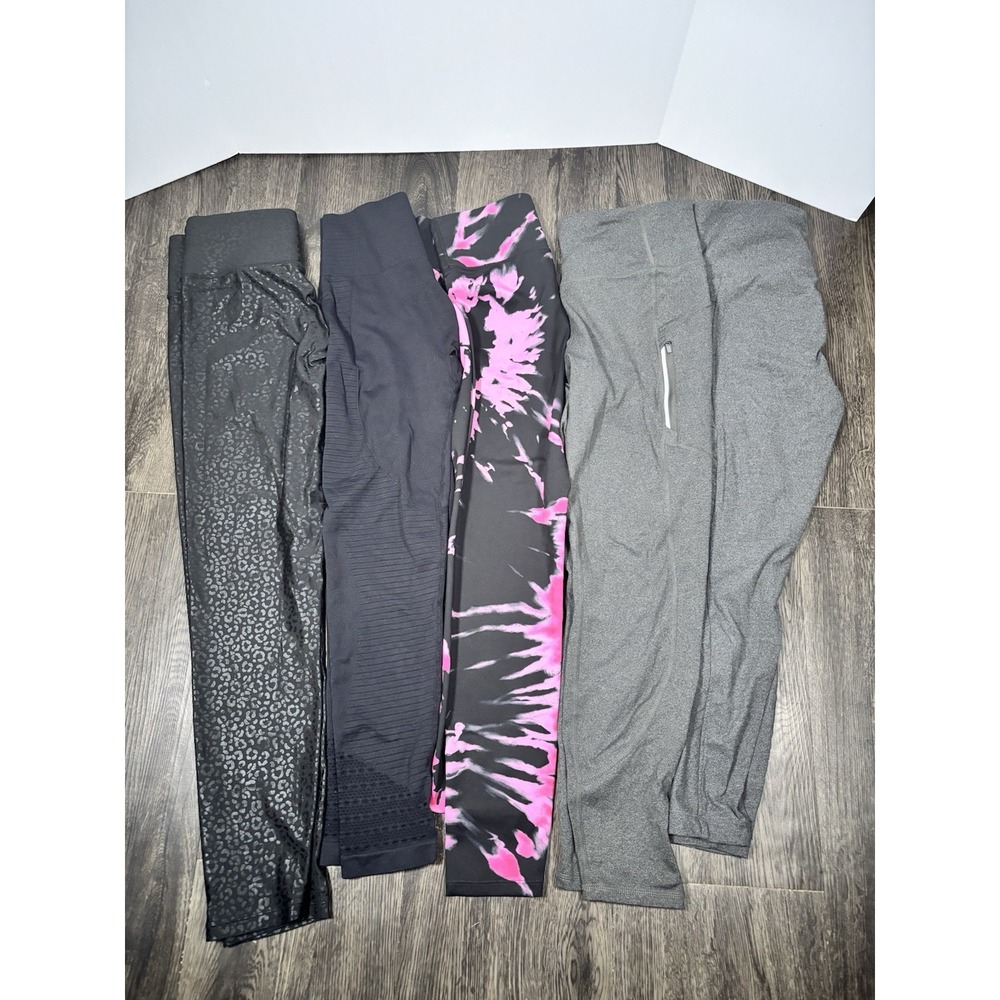 Lot of 5 Womens High Waist Athletic Leggings Size M Cut The Frills Members Mark⁠
